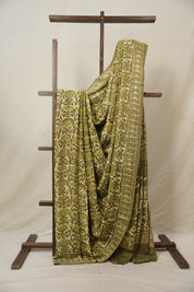 Cream Green HBP Modal Silk Saree - SRCGMSS524