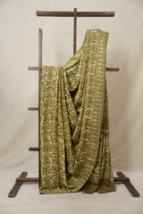 Cream Green HBP Modal Silk Saree - SRCGMSS524
