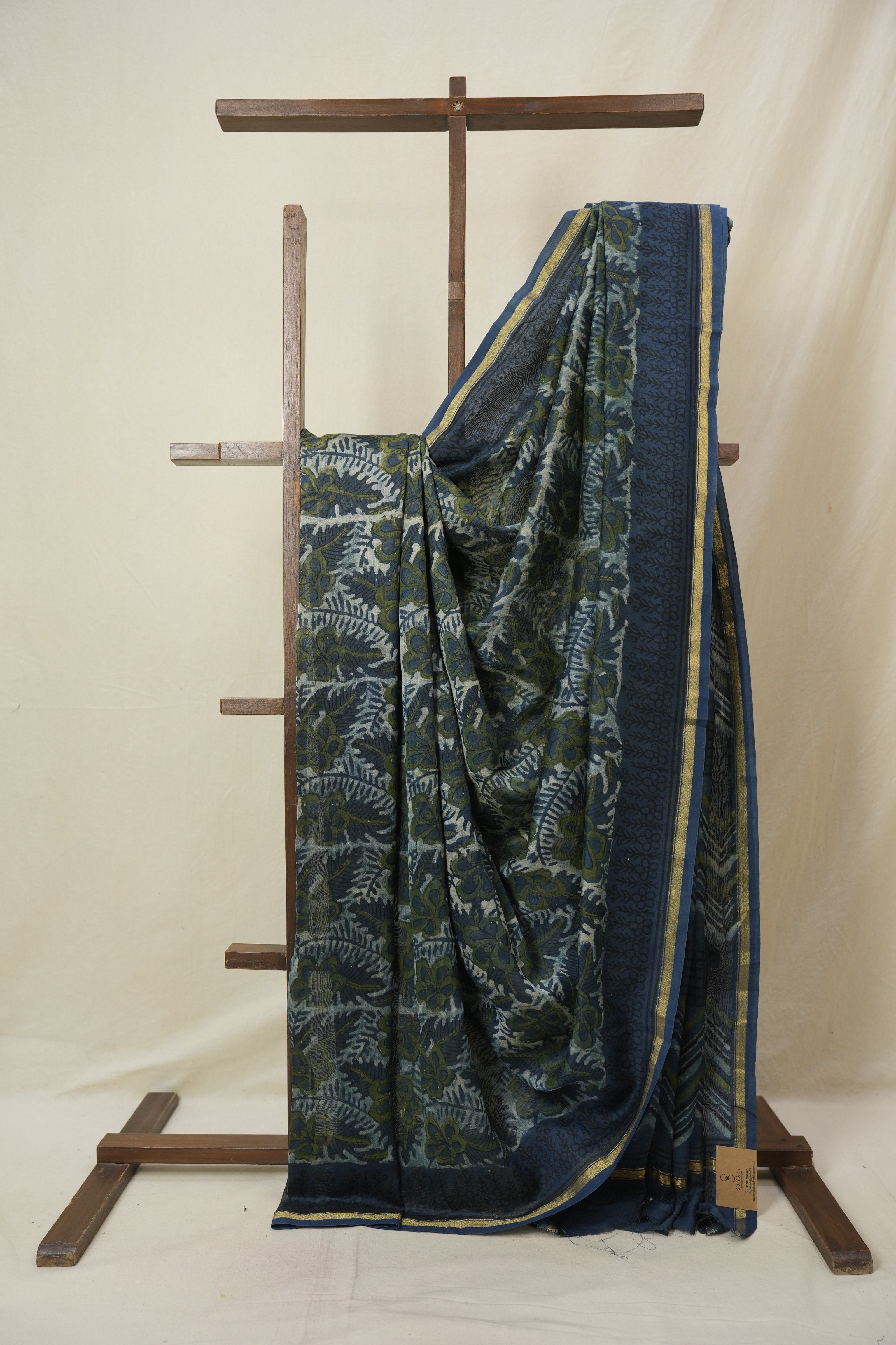 Blue Cream HBP Cotton Silk Saree With Chanderi Border - SRBCCSS1599