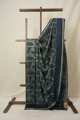 Blue Cream HBP Cotton Silk Saree With Chanderi Border - SRBCCSS1599
