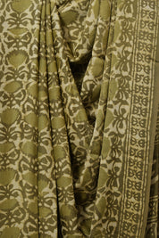Cream Green HBP Modal Silk Saree - SRCGMSS524
