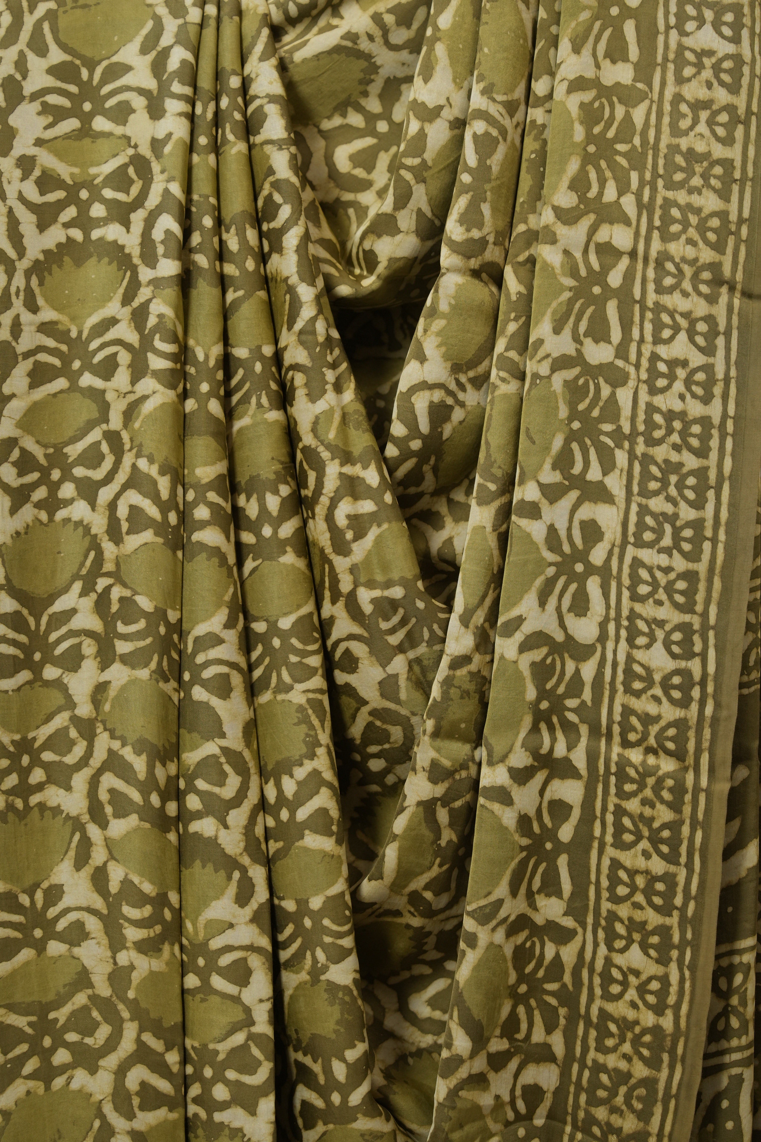 Cream Green HBP Modal Silk Saree - SRCGMSS524