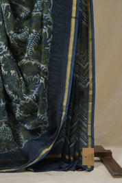 Blue Cream HBP Cotton Silk Saree With Chanderi Border - SRBCCSS1599