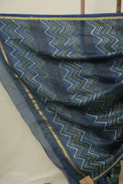 Blue Cream HBP Cotton Silk Saree With Chanderi Border - SRBCCSS1599