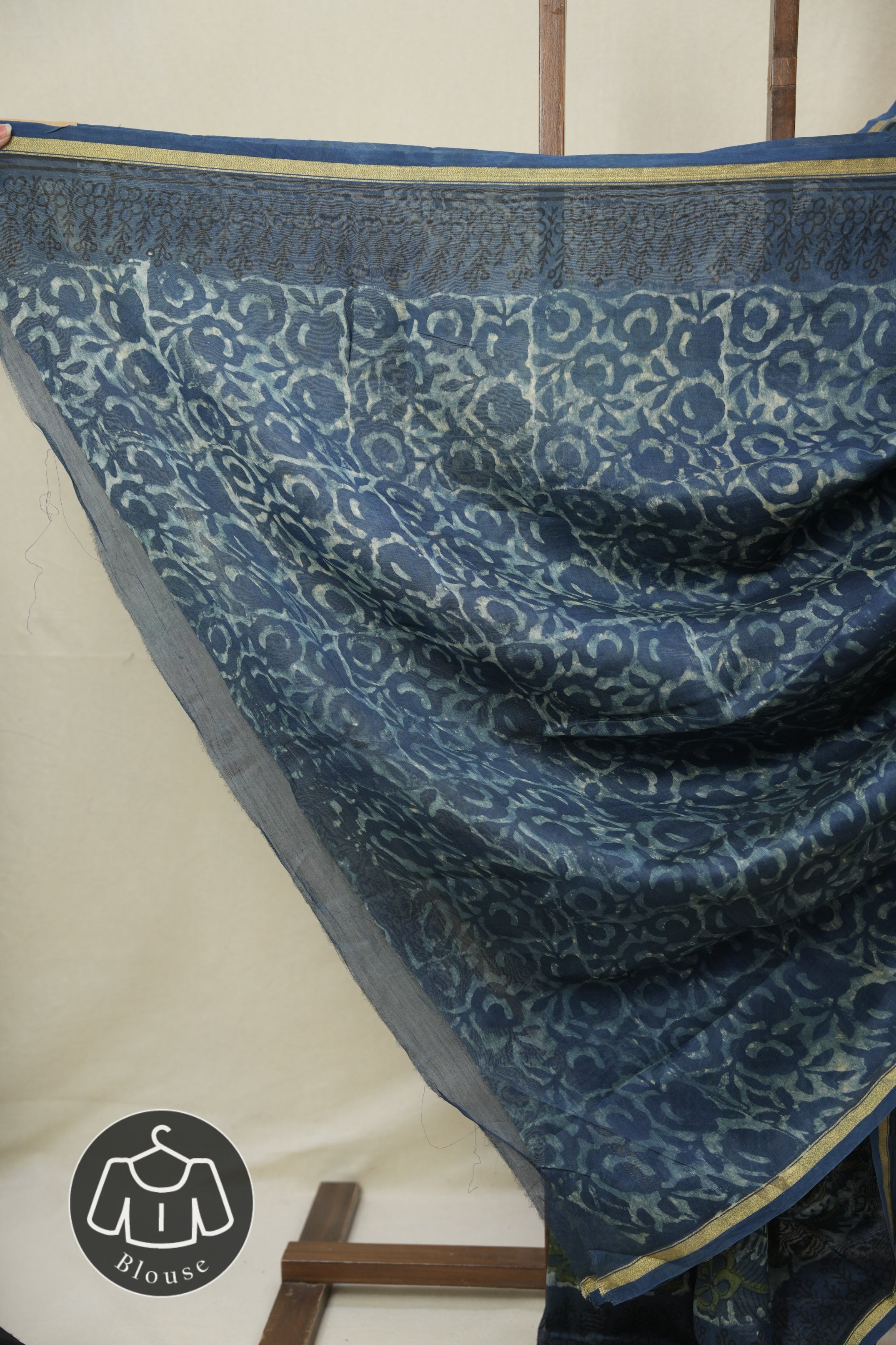 Blue Cream HBP Cotton Silk Saree With Chanderi Border - SRBCCSS1599