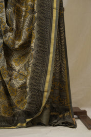 Cream Grey HBP Cotton Silk Saree With Chanderi Border - SRCGCSS1602