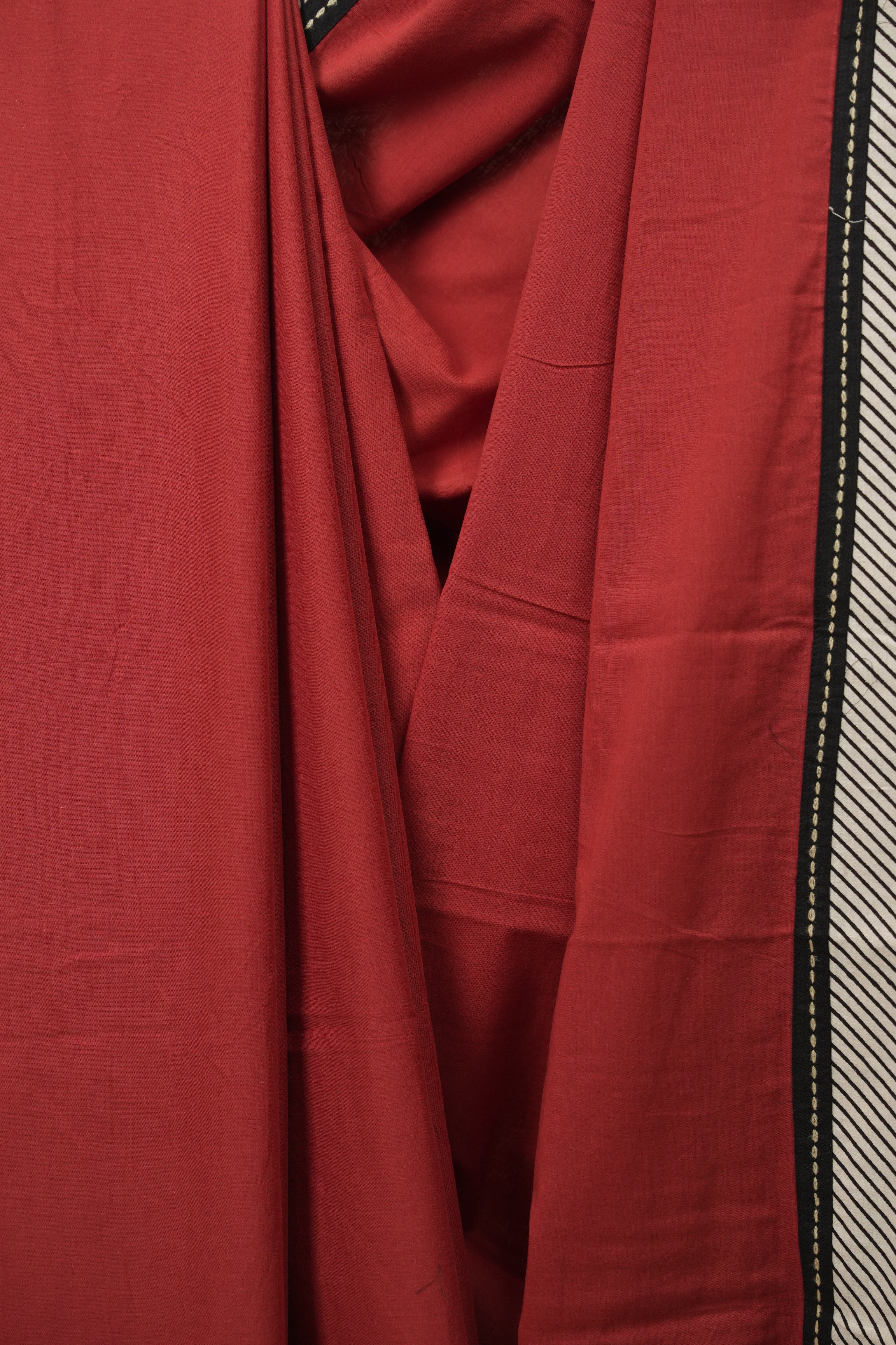 Fade Red HBP Cotton Saree - SRFRCS3466