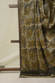 Cream Grey HBP Cotton Silk Saree With Chanderi Border - SRCGCSS1602