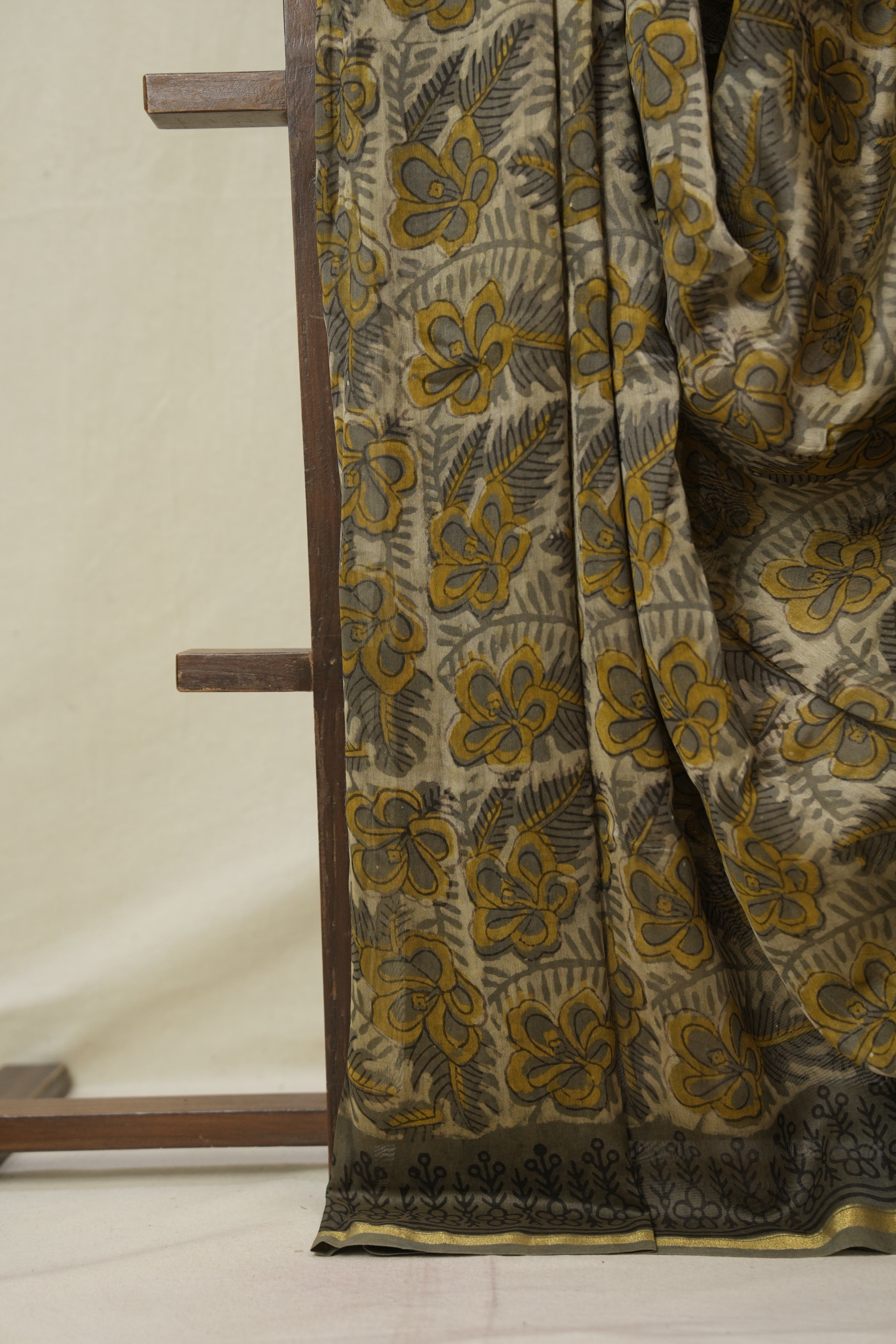 Cream Grey HBP Cotton Silk Saree With Chanderi Border - SRCGCSS1602
