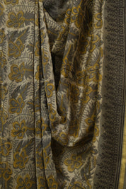 Cream Grey HBP Cotton Silk Saree With Chanderi Border - SRCGCSS1602