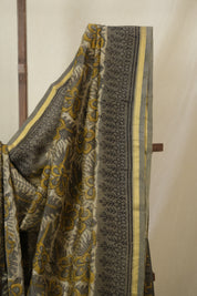 Cream Grey HBP Cotton Silk Saree With Chanderi Border - SRCGCSS1602