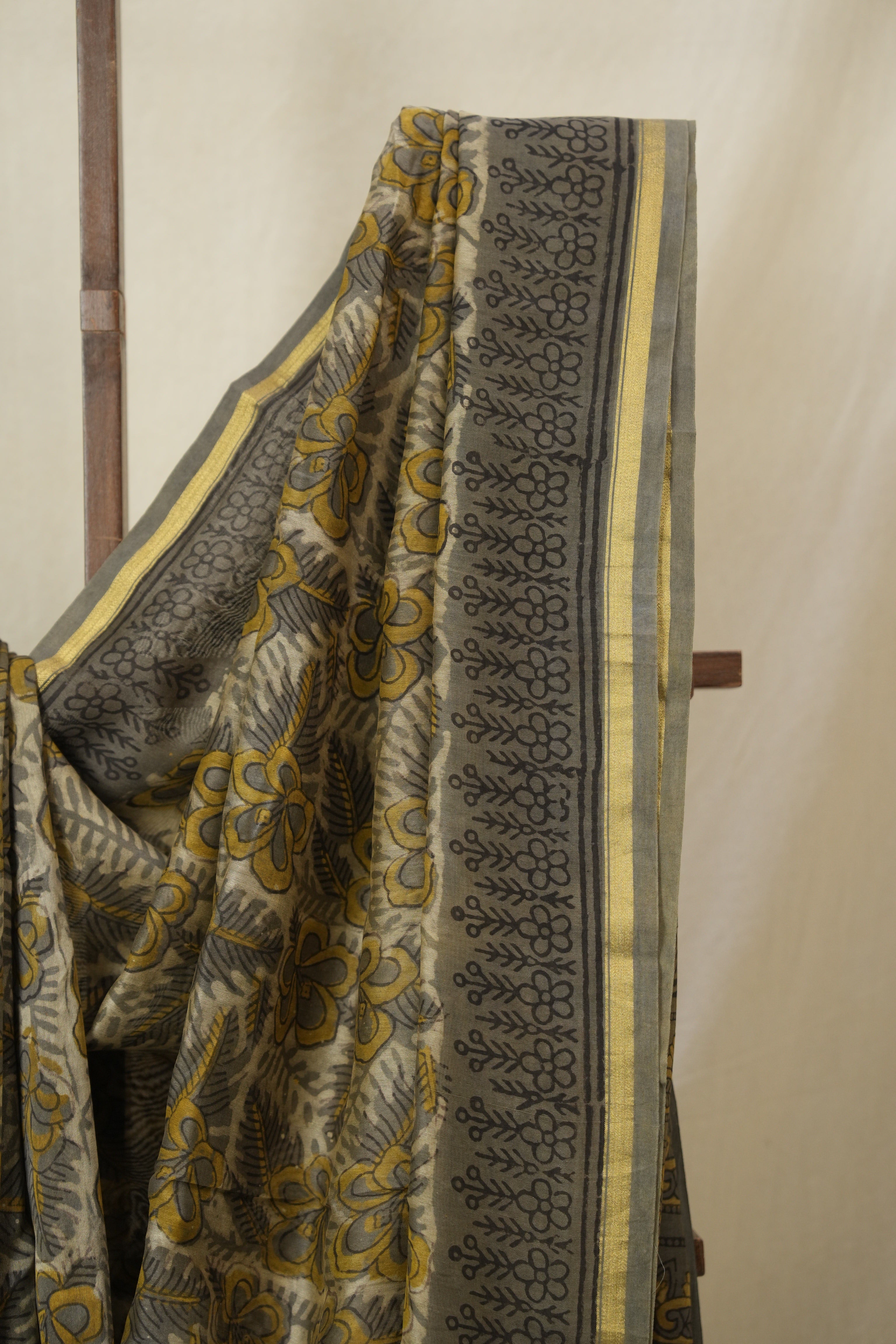 Cream Grey HBP Cotton Silk Saree With Chanderi Border - SRCGCSS1602