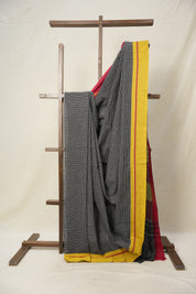 Black Checks Cotton Patteda Anchu Saree - SRBCCPAS295