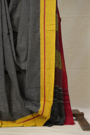 Black Checks Cotton Patteda Anchu Saree - SRBCCPAS295
