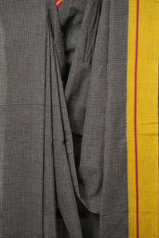 Black Checks Cotton Patteda Anchu Saree - SRBCCPAS295