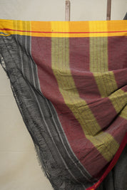 Black Checks Cotton Patteda Anchu Saree - SRBCCPAS295