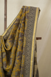 Mustard Yellow HBP Cotton Silk Saree With Chanderi Border - SRMYBCSS1592