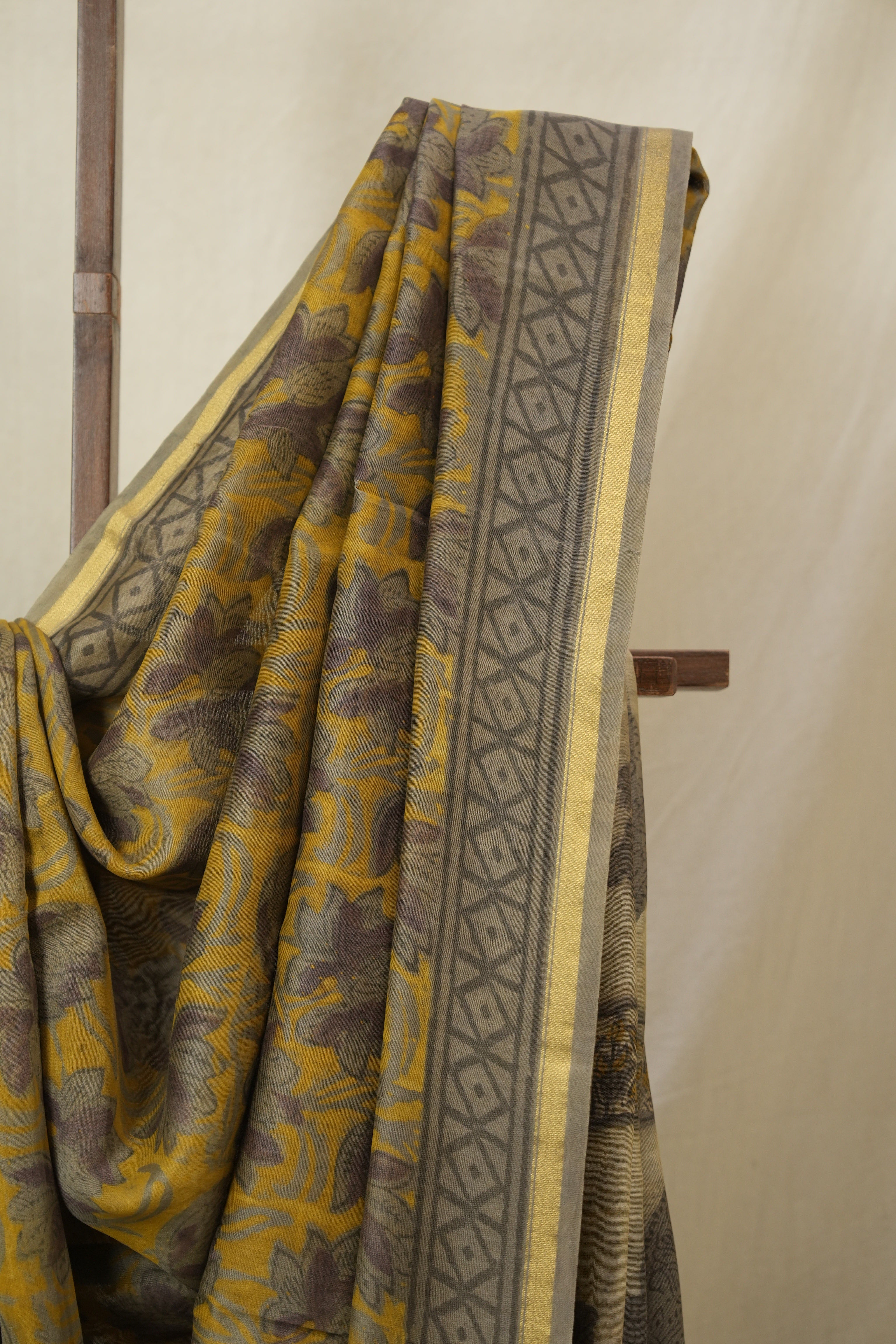 Mustard Yellow HBP Cotton Silk Saree With Chanderi Border - SRMYBCSS1592