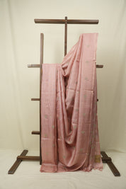 Baby Pink Machine Embroidered Tussar Silk Saree - SRBPMETSS1559