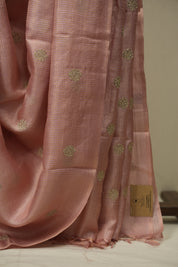 Baby Pink Machine Embroidered Tussar Silk Saree - SRBPMETSS1559