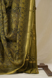 Mehendi Green HBP Cotton Silk Saree With Chanderi Border - SRMGBCSS1593