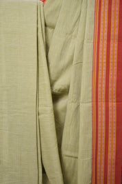 Pista Green Cotton Patteda Anchu Saree - SRPGCPAS293