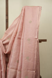 Baby Pink Machine Embroidered Tussar Silk Saree - SRBPMETSS1559