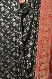 Black Banarasi Silk Saree-SRBBSS05EX