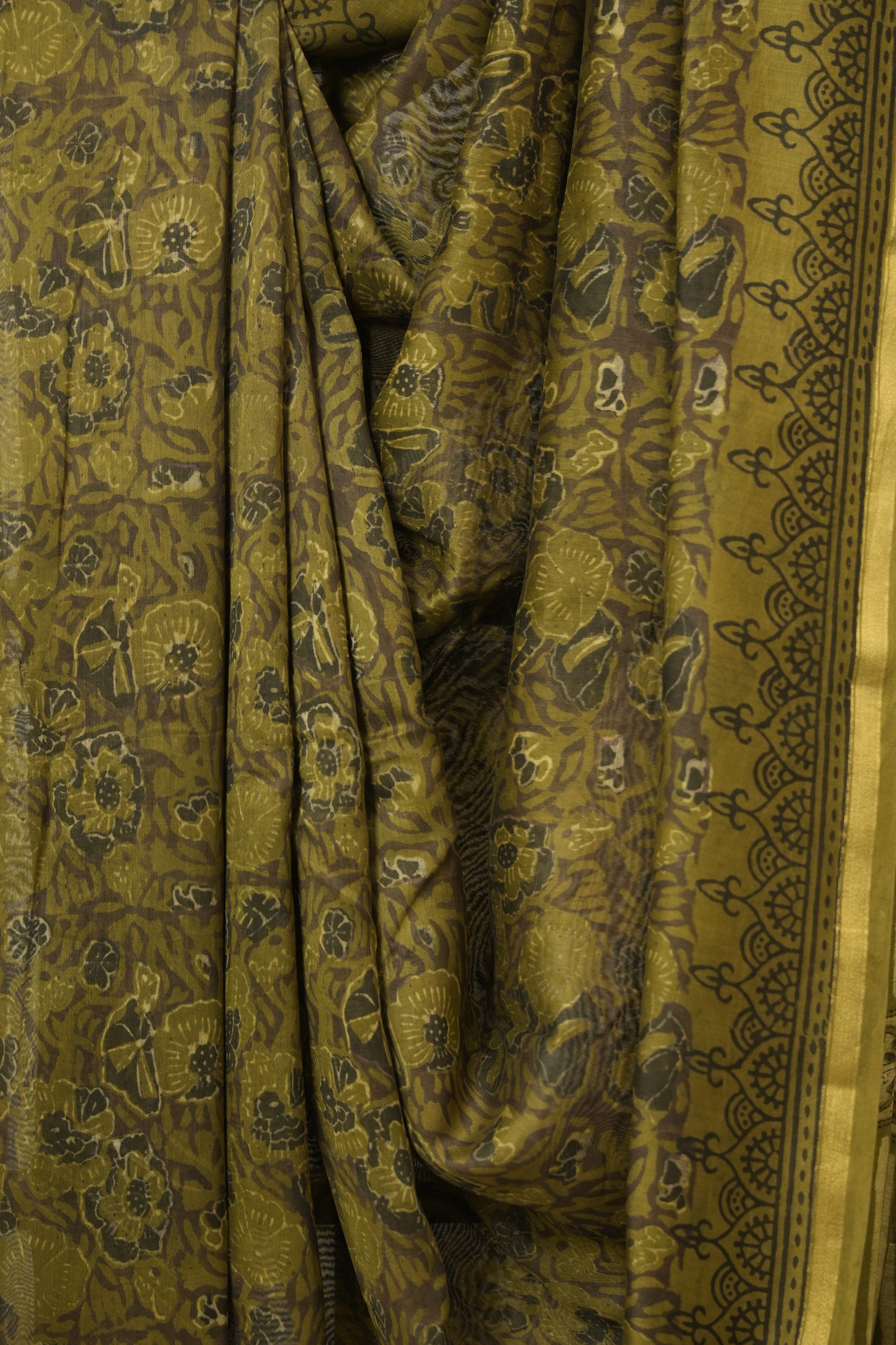 Mehendi Green HBP Cotton Silk Saree With Chanderi Border - SRMGBCSS1593