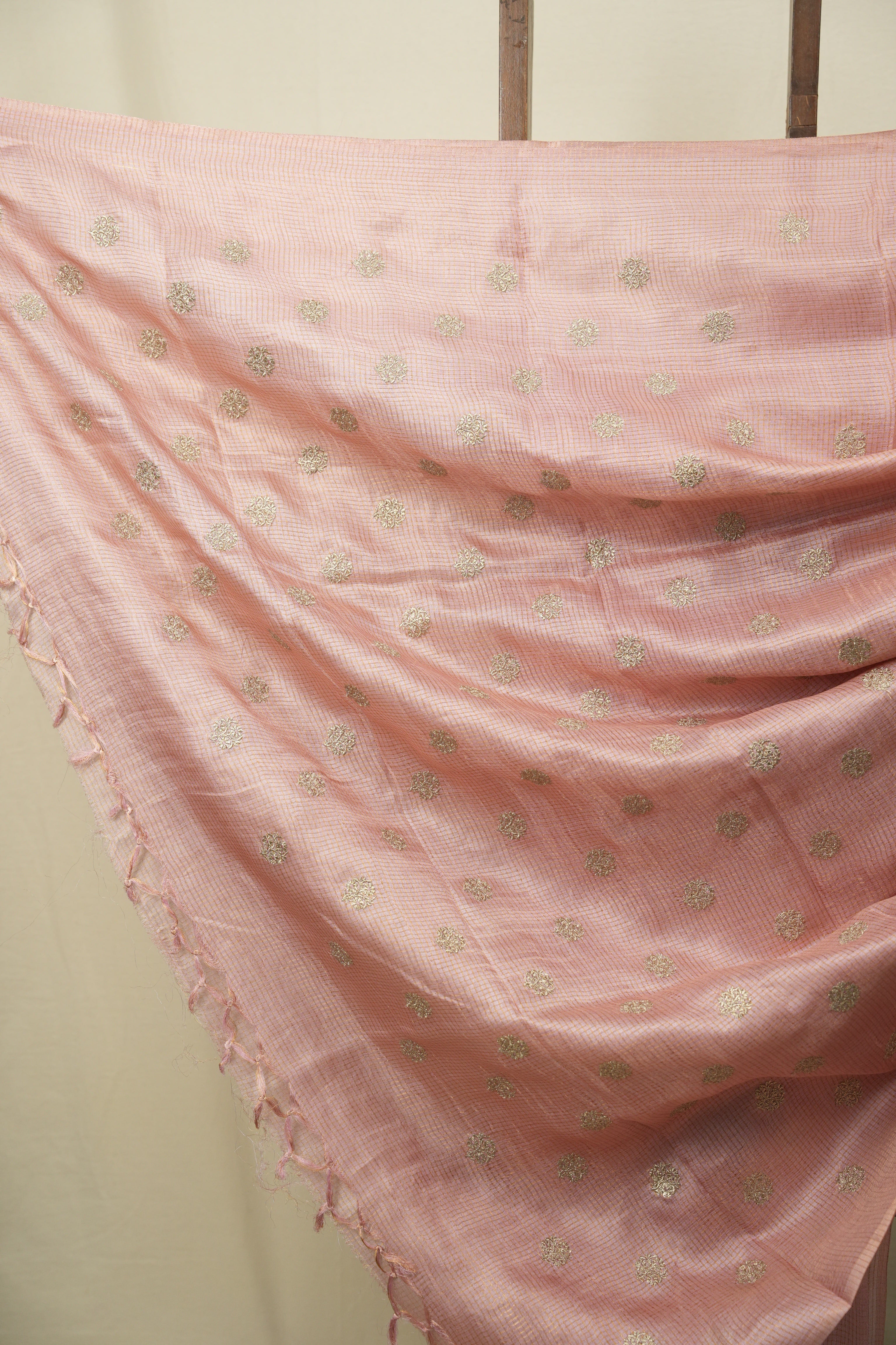 Baby Pink Machine Embroidered Tussar Silk Saree - SRBPMETSS1559