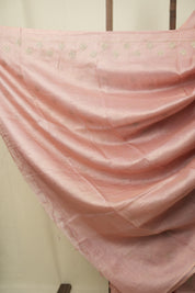 Baby Pink Machine Embroidered Tussar Silk Saree - SRBPMETSS1559