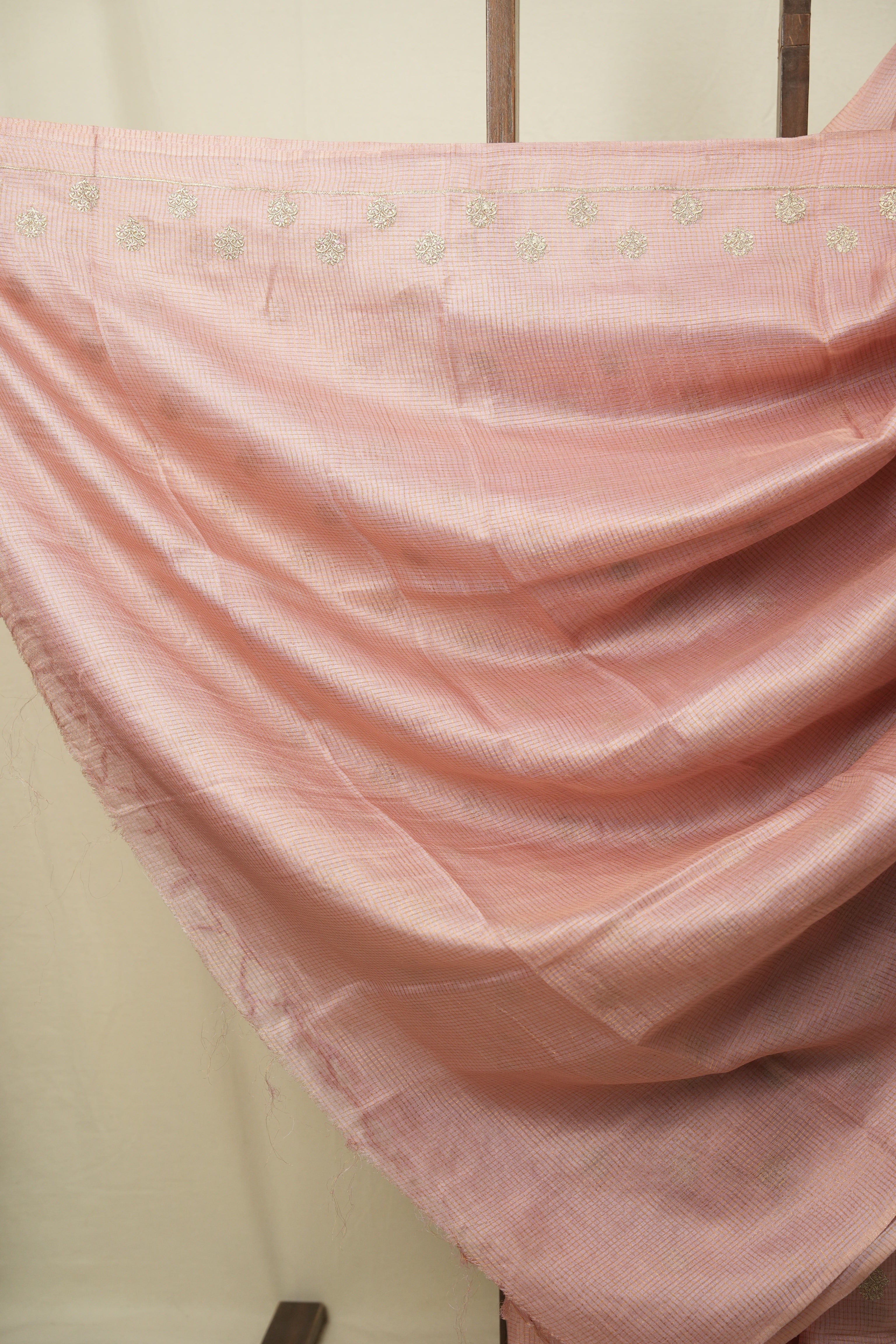Baby Pink Machine Embroidered Tussar Silk Saree - SRBPMETSS1559