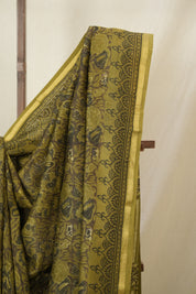 Mehendi Green HBP Cotton Silk Saree With Chanderi Border - SRMGBCSS1593