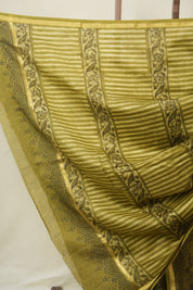 Mehendi Green HBP Cotton Silk Saree With Chanderi Border - SRMGBCSS1593