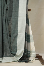 Green Checks Cotton Patteda Anchu Saree - SRGCCPAS298