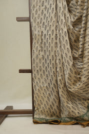 Beige HBP Cotton Silk Saree With Chanderi Border - SRBCSS1656