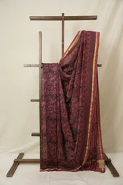 Burgundy HBP Cotton Silk Saree With Chanderi Border - SRBCSS1591