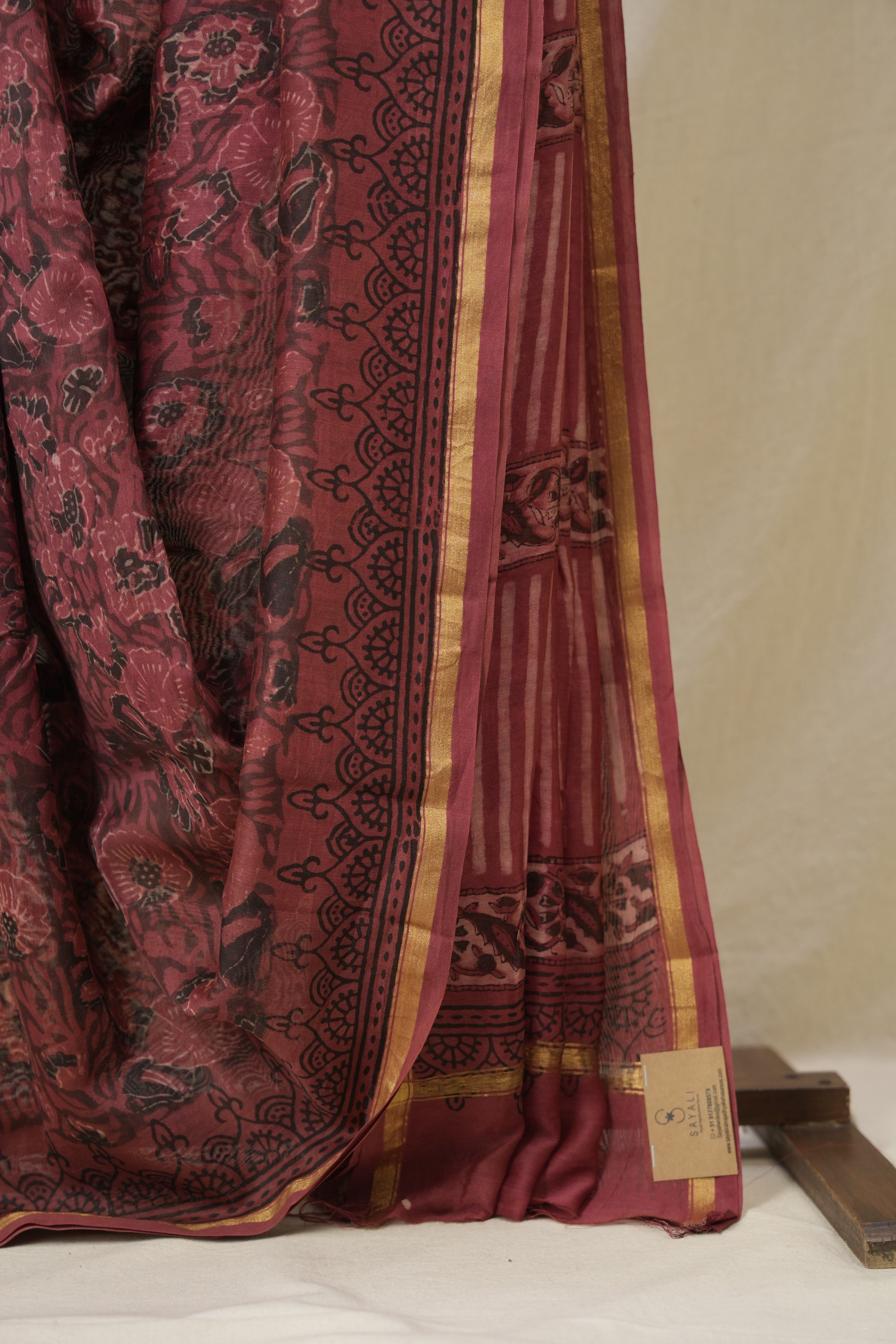 Burgundy HBP Cotton Silk Saree With Chanderi Border - SRBCSS1591