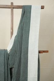 Green Checks Cotton Patteda Anchu Saree - SRGCCPAS298