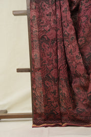 Burgundy HBP Cotton Silk Saree With Chanderi Border - SRBCSS1591