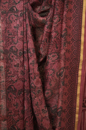 Burgundy HBP Cotton Silk Saree With Chanderi Border - SRBCSS1591