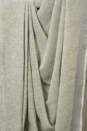 Grey Plain Linen Saree With Tassels-SRGPLS202