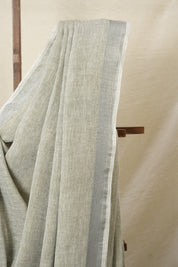 Grey Plain Linen Saree With Tassels-SRGPLS202