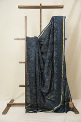Blue Black HBP Cotton Silk Saree With Chanderi Border - SRBBCSS1590