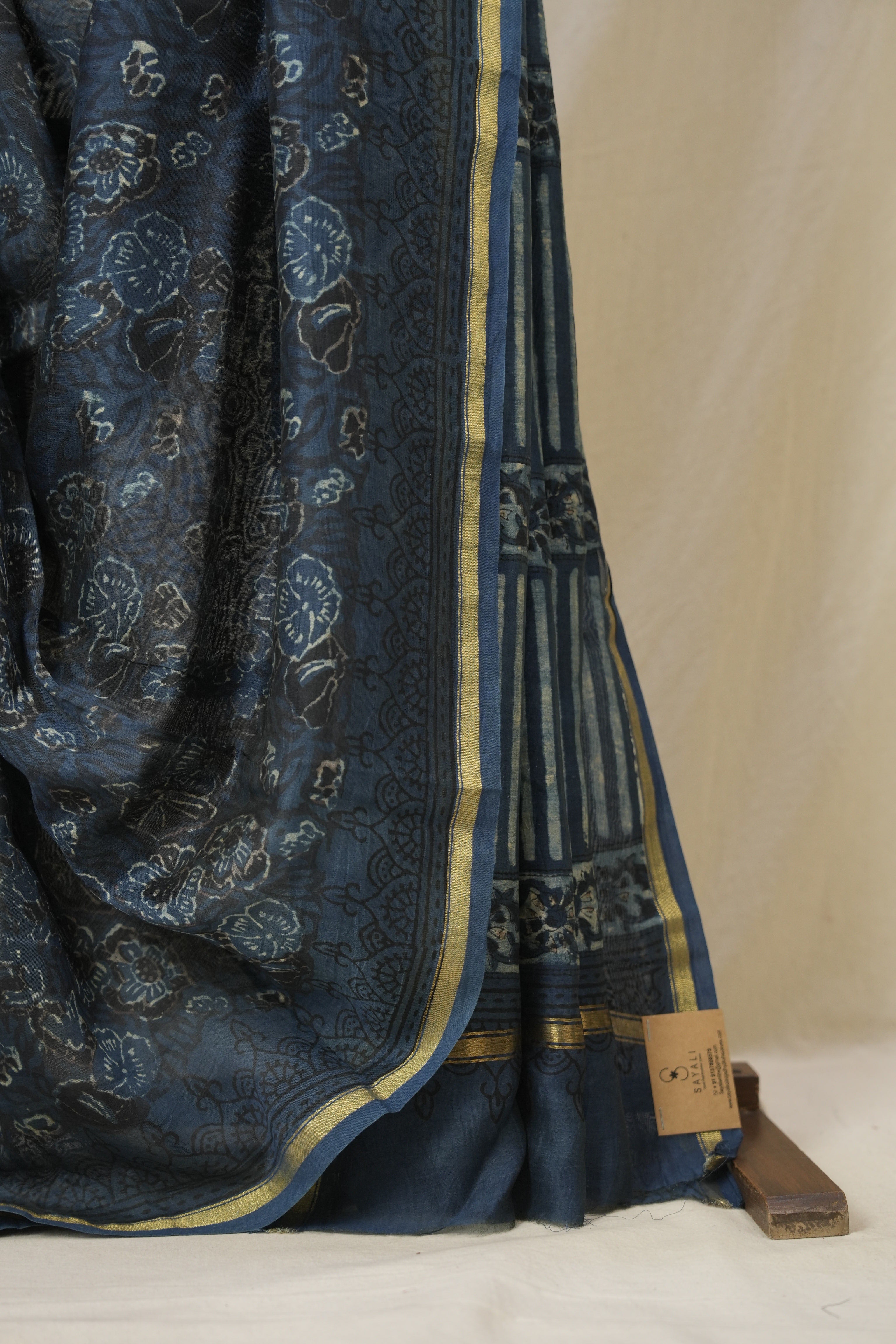 Blue Black HBP Cotton Silk Saree With Chanderi Border - SRBBCSS1590