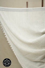 Grey Plain Linen Saree With Tassels-SRGPLS202