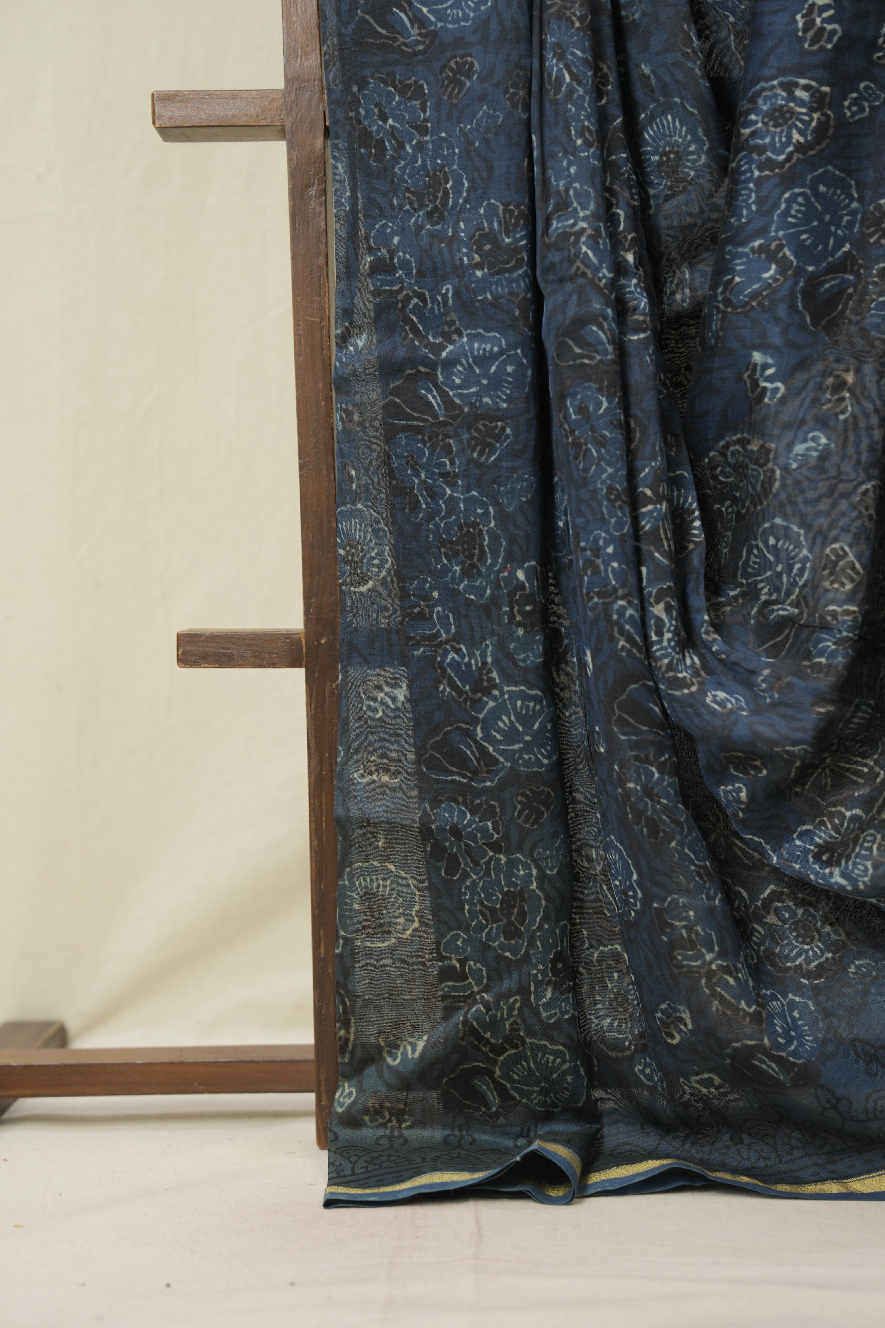 Blue Black HBP Cotton Silk Saree With Chanderi Border - SRBBCSS1590