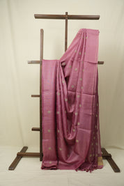 Onion Pink Machine Embroidered Tussar Silk Saree - SROPMETSS1555