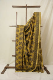 Olive Green HBP Cotton Silk Saree With Chanderi Border - SROGCSS1596
