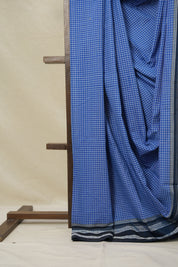 Blue Checks Cotton Ilkal Saree with Gaytri Border - SRBCCIS763